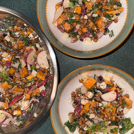 Creamy Dill Salad w/ Roasted Sweet Potato & Crunchy Chickpeas