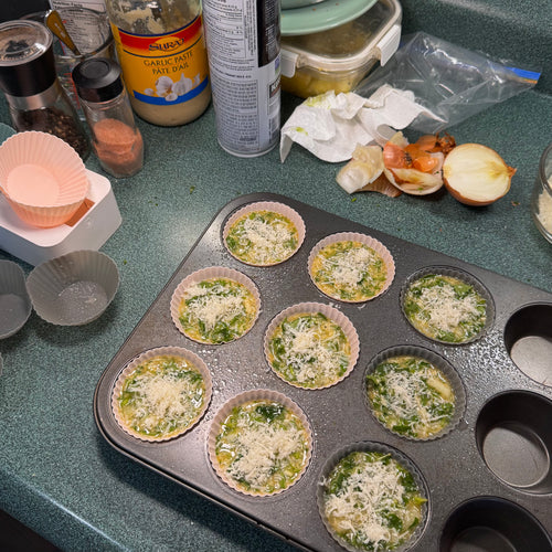 Spinach, Onion & Parmesan Egg Bites